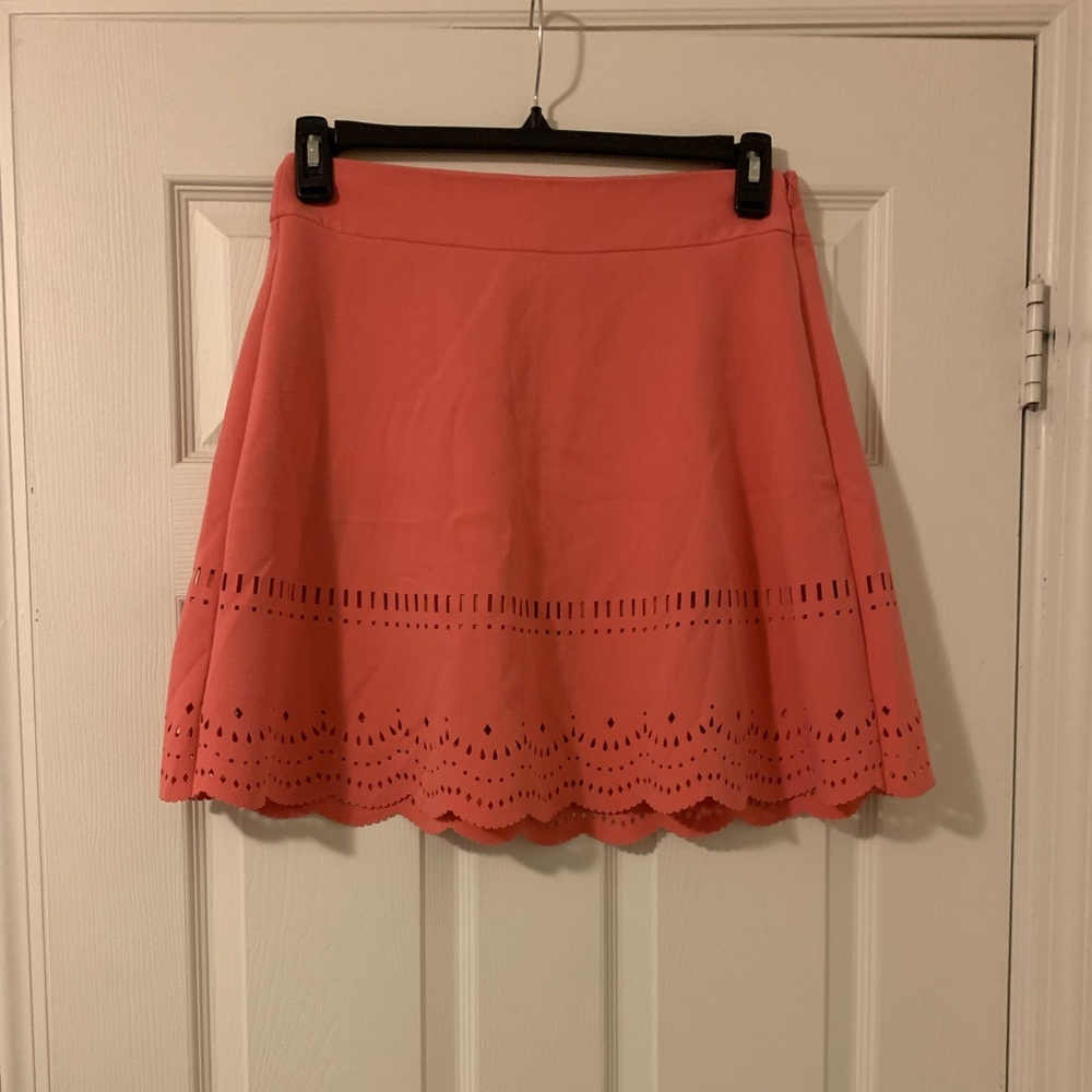 Loft Pink Scalloped Edge Eyelet Skirt